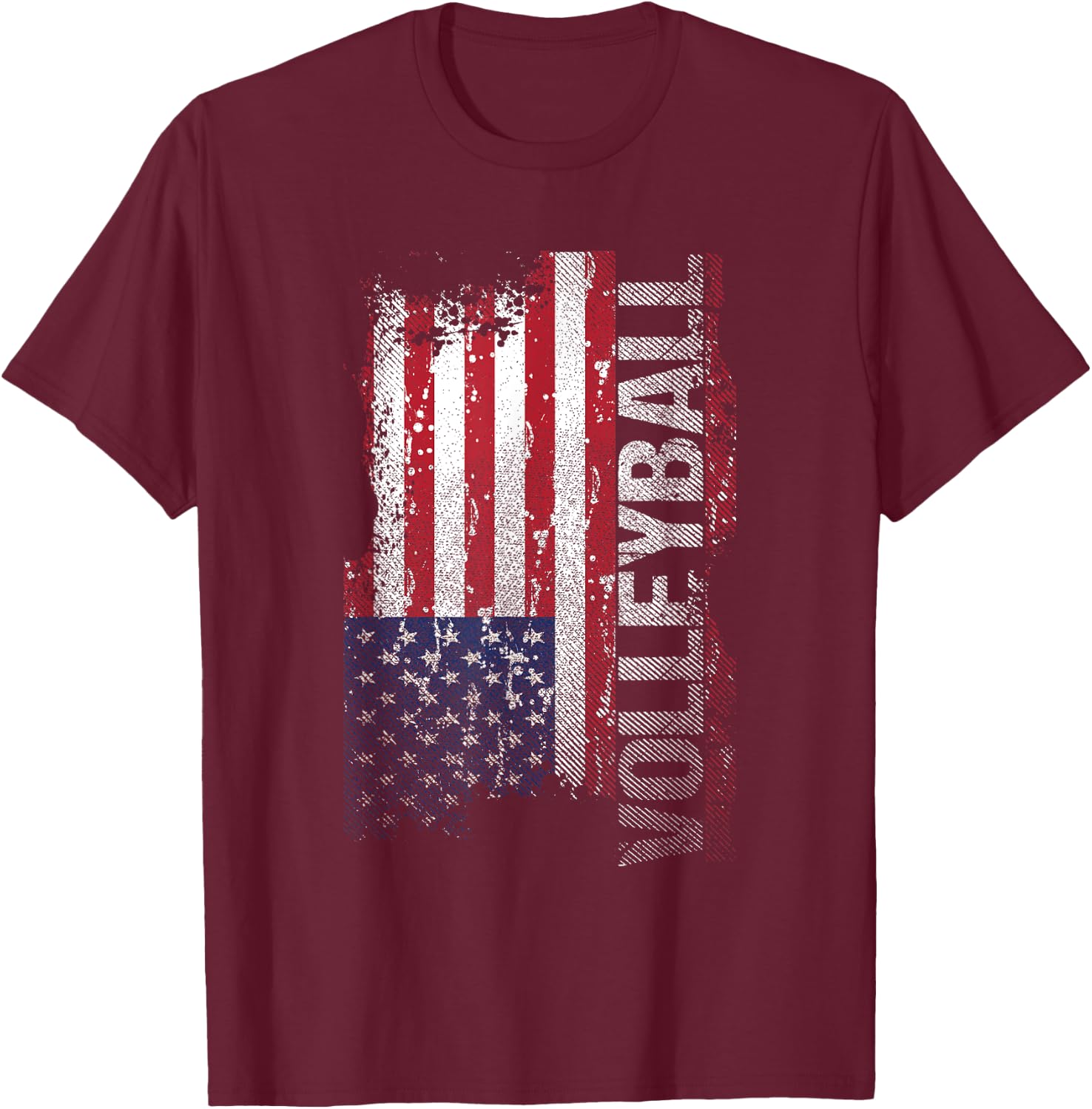 USA Flag Volleyball Kids Men T-Shirt - T-Shirt | Maroon
