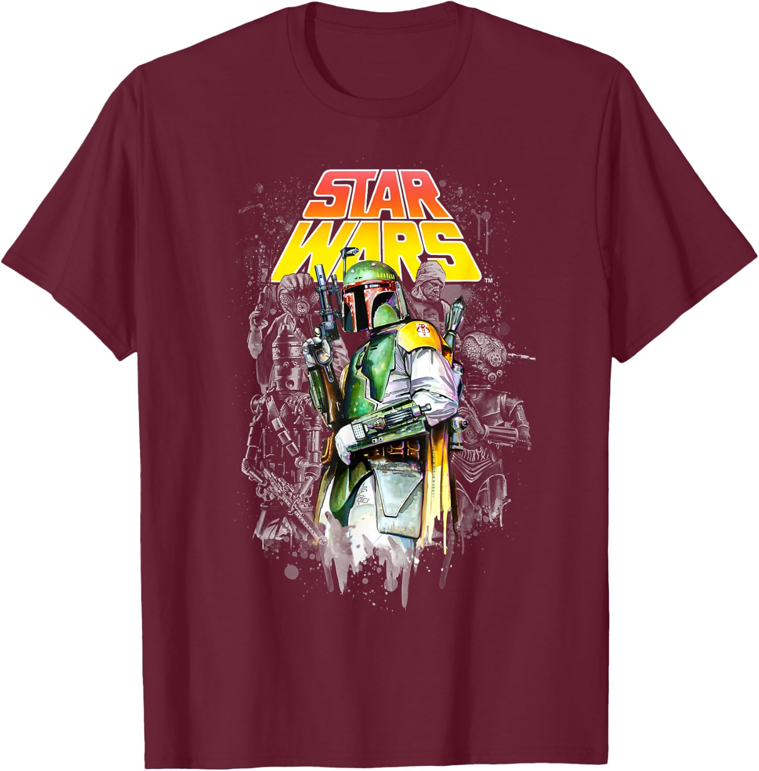 Star Wars Boba Fett Bounty Hunter Shadows Graphic T-Shirt - T-Shirt | Maroon