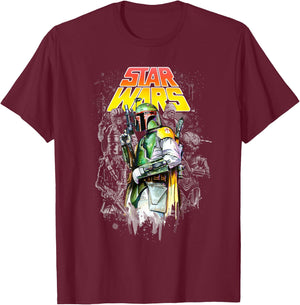 Star Wars Boba Fett Bounty Hunter Shadows Graphic T-Shirt - T-Shirt | Maroon
