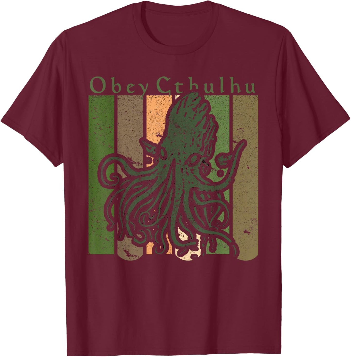Obey Cthulhu Retro Vintage-Style T-Shirt - T-Shirt | Maroon