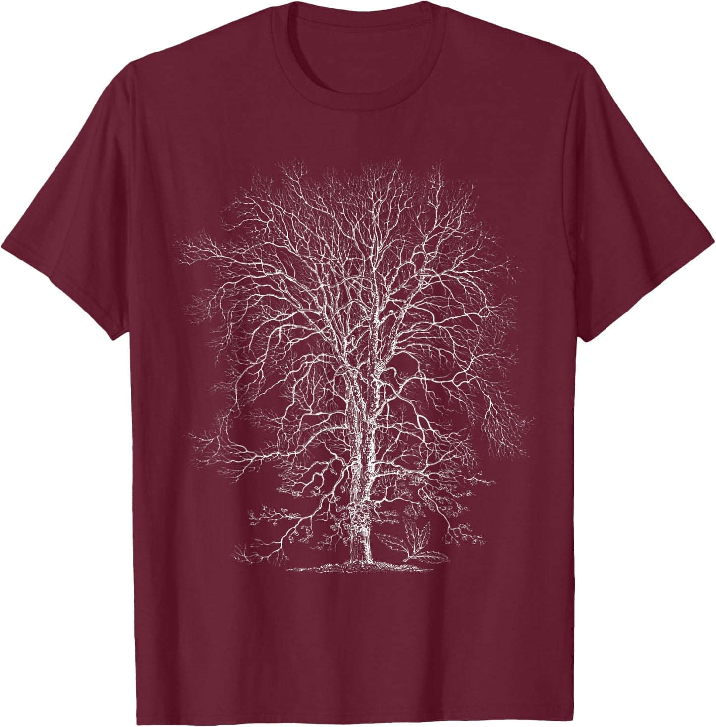 Oak Tree . Tree Natural Oak Tree Woodsman T-Shirt - T-Shirt | Maroon