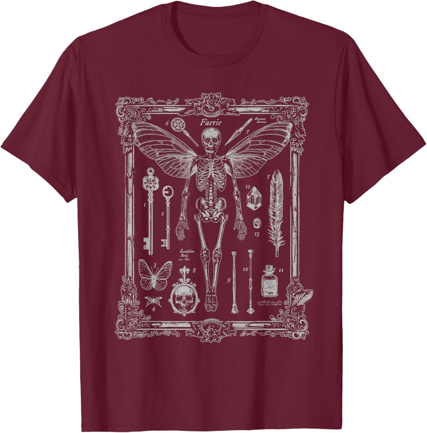 Fairy Skeleton Oddities and Curiosities T-Shirt - T-Shirt | Maroon