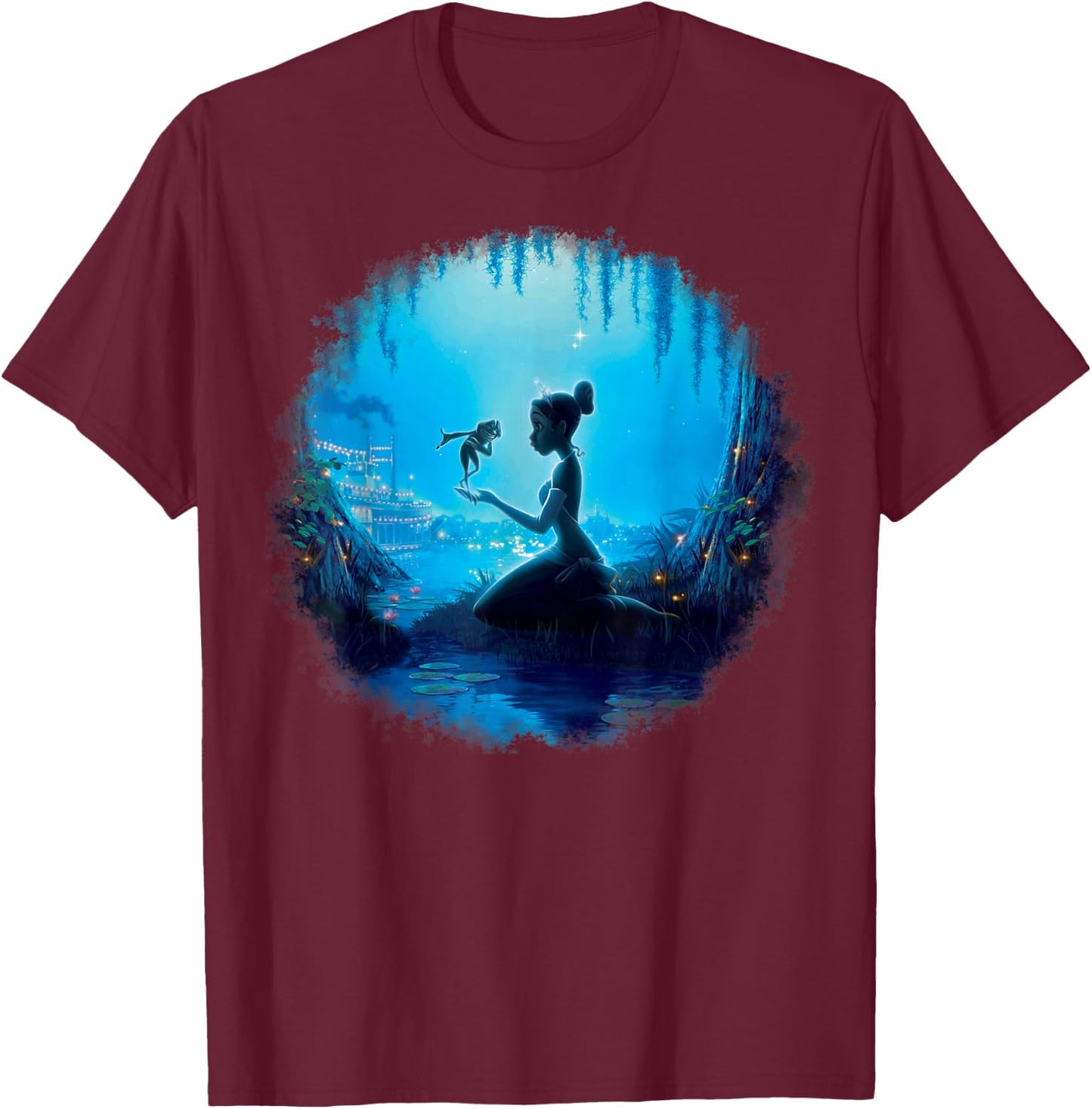 Disney Princess and The Frog Swamp Night Graphic T-Shirt - T-Shirt | Maroon