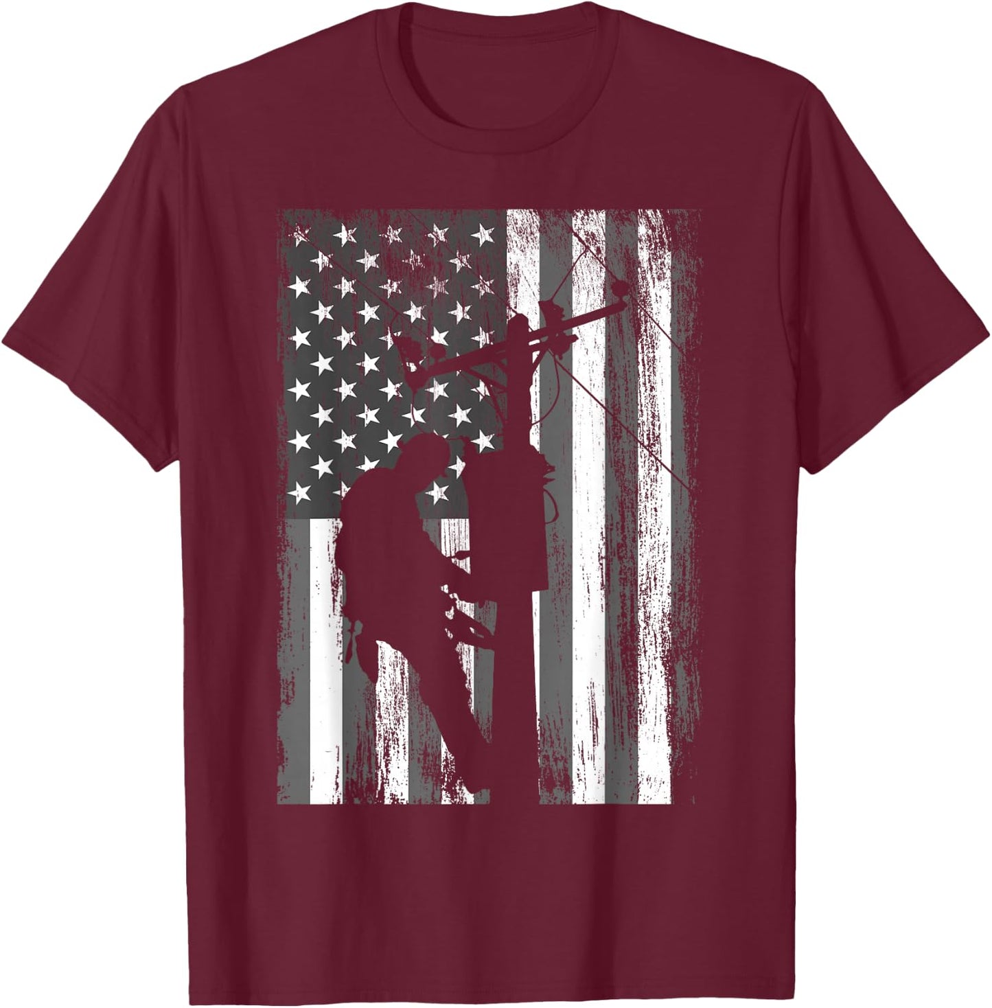 American Lineman Flag T-Shirt - T-Shirt | Maroon