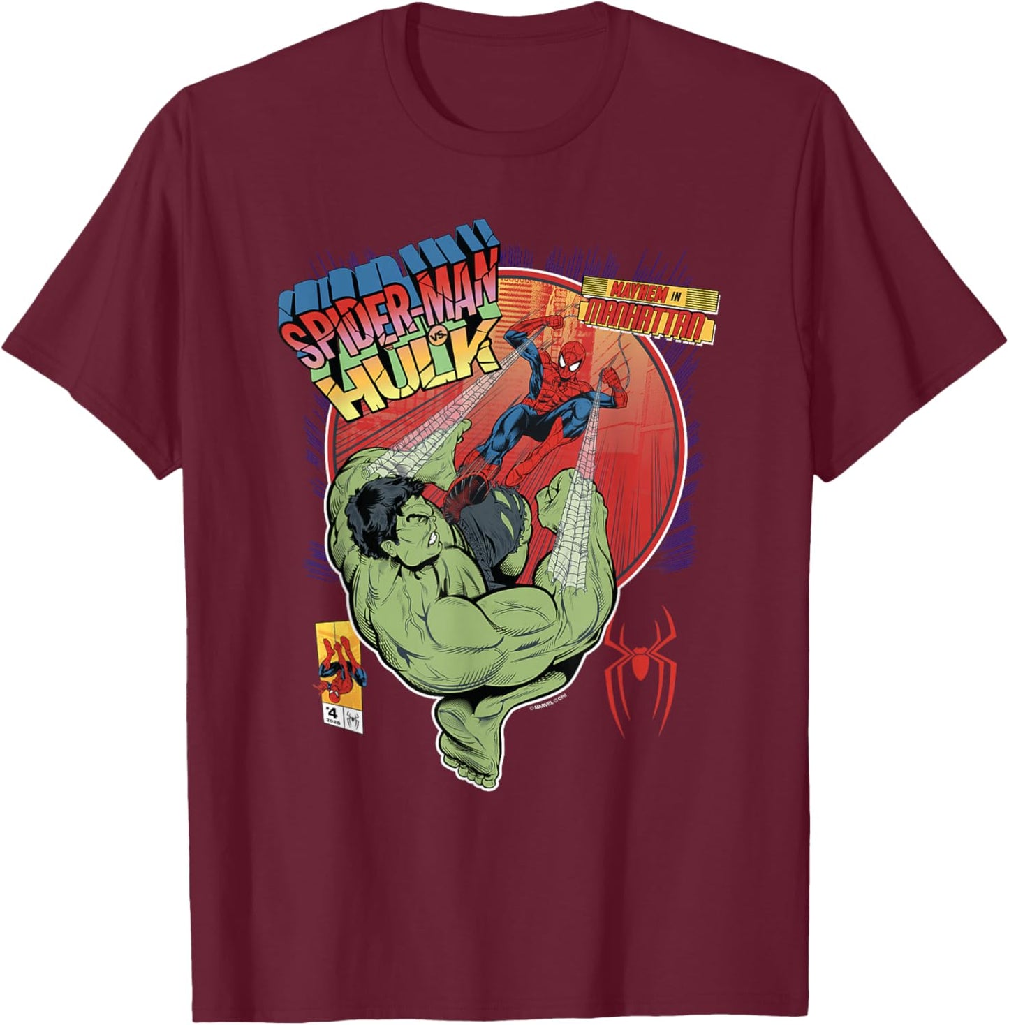 Marvel Spider-Man: New Day Hulk Mayhem in Manhattan T-Shirt - T-Shirt | Maroon