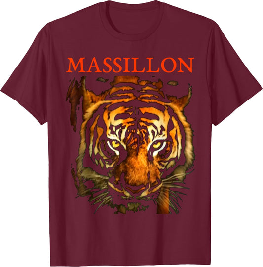 Massillon, Sports, Football, Baseball, Basketball. Tigers T-Shirt - T-Shirt | Maroon