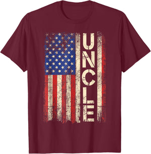 Uncle American Flag Father's Day T-Shirt - T-Shirt | Maroon