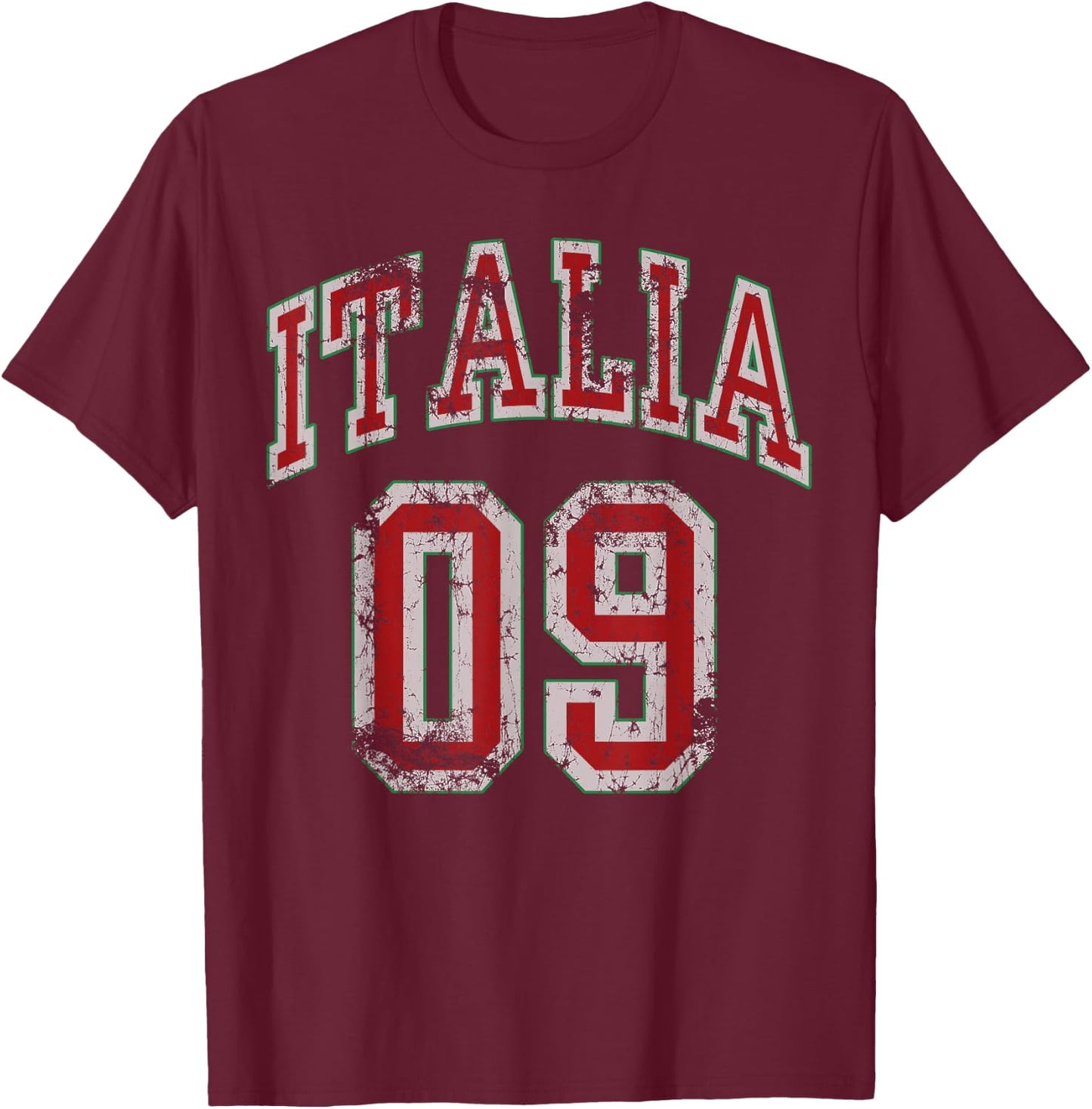 Italia 09 Retro Italian Vintage Distressed Men Women Kids T-Shirt - T-Shirt | Maroon