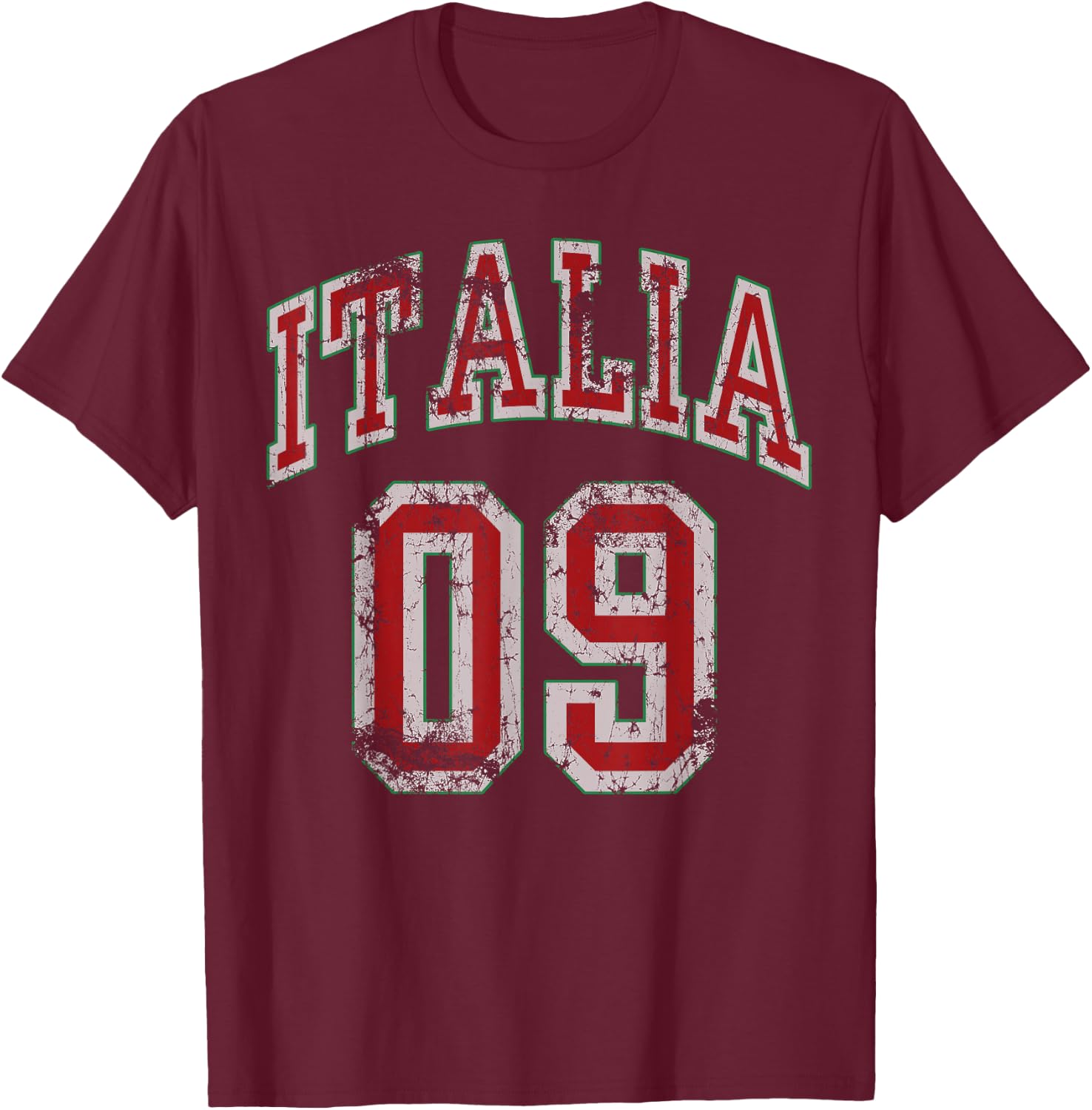 Italia 09 Retro Italian Vintage Distressed Men Women Kids T-Shirt - T-Shirt | Maroon
