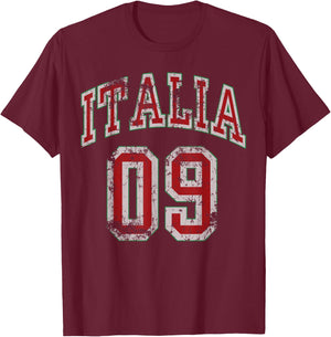 Italia 09 Retro Italian Vintage Distressed Men Women Kids T-Shirt - T-Shirt | Maroon