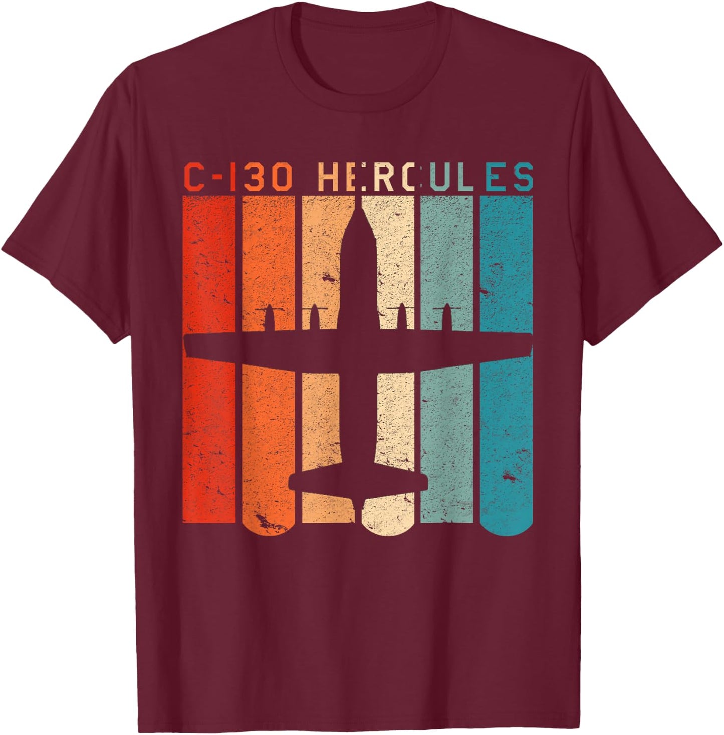 C-130 Hercules Aeroplane Retro Vintage Style Aviation Design T-Shirt - T-Shirt | Maroon