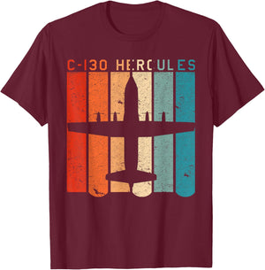 C-130 Hercules Aeroplane Retro Vintage Style Aviation Design T-Shirt - T-Shirt | Maroon