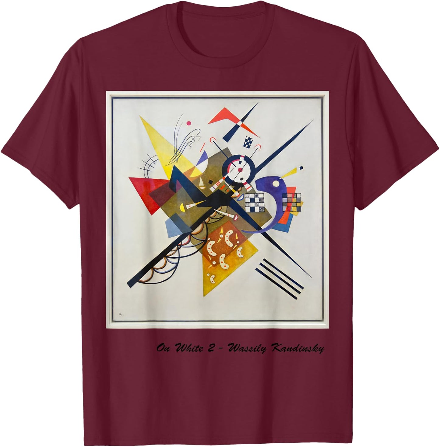 Kandinsky art -- On White T-Shirt - T-Shirt | Maroon