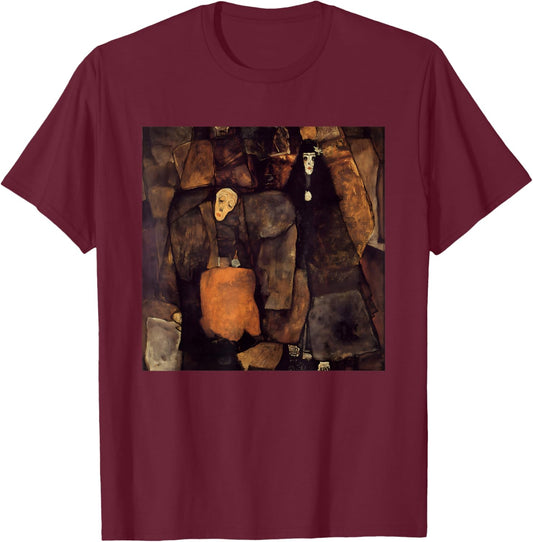 Procession by Egon Schiele (1911) T-Shirt - T-Shirt | Maroon