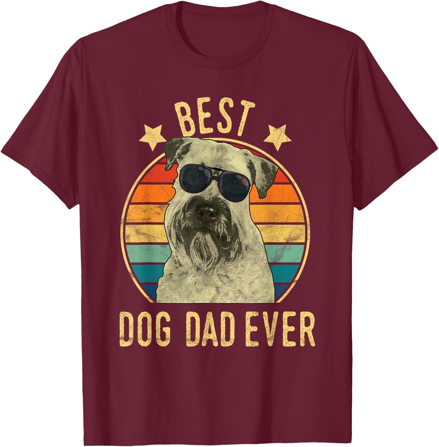 Best Dog Dad Ever Soft Coated Wheaten Terrier Father's Day T-Shirt - T-Shirt | Maroon