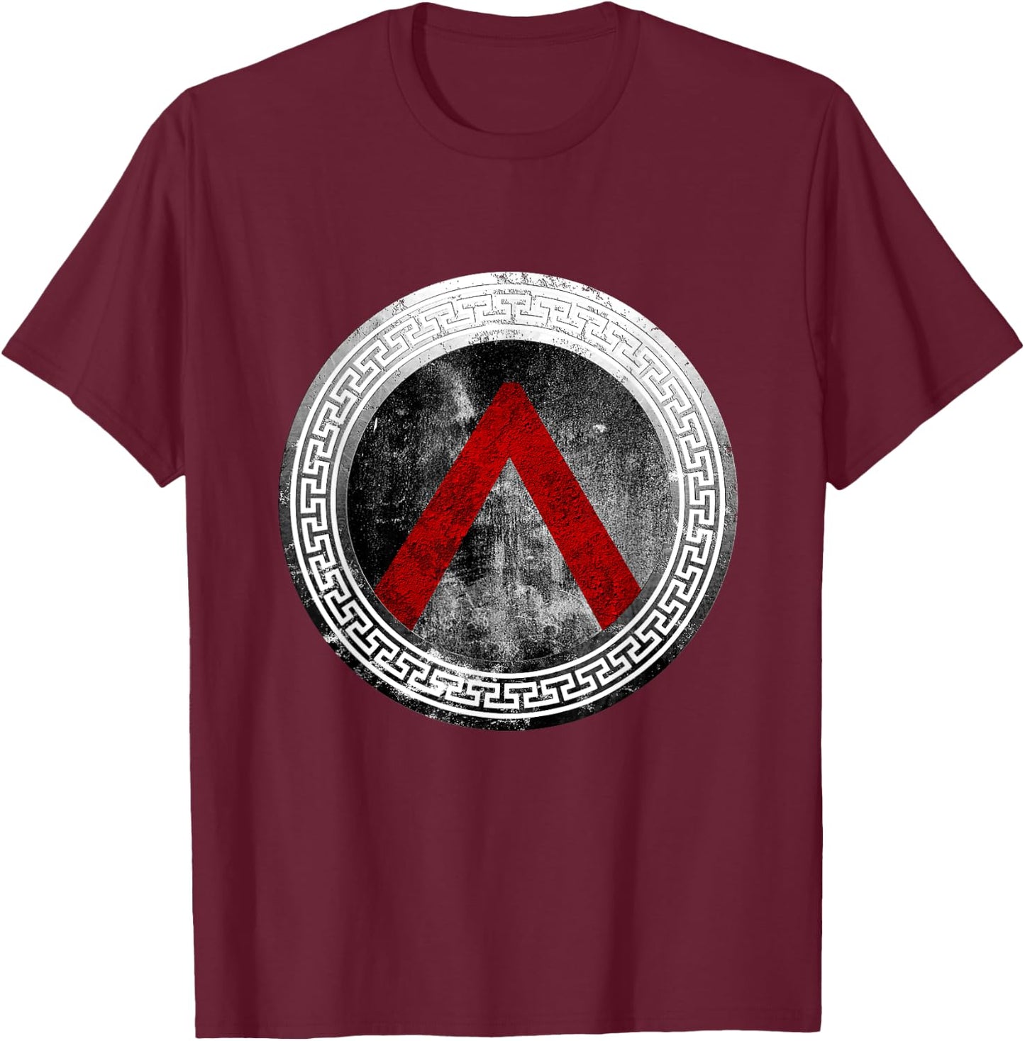 Spartan Warrior Lambda Shield Ancient Greek Vintage T-Shirt - T-Shirt | Maroon