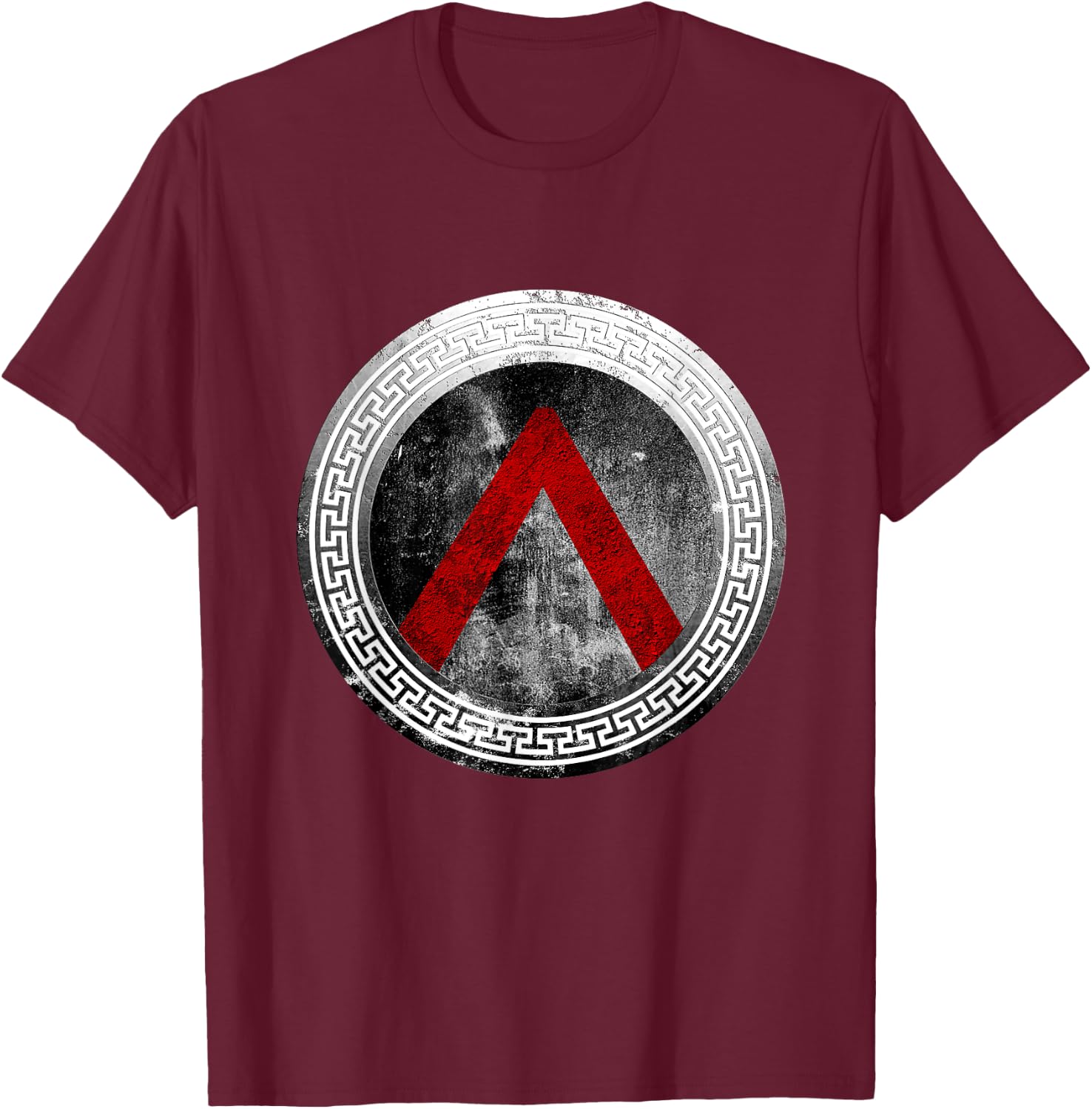 Spartan Warrior Lambda Shield Ancient Greek Vintage T-Shirt - T-Shirt | Maroon