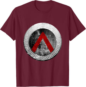 Spartan Warrior Lambda Shield Ancient Greek Vintage T-Shirt - T-Shirt | Maroon