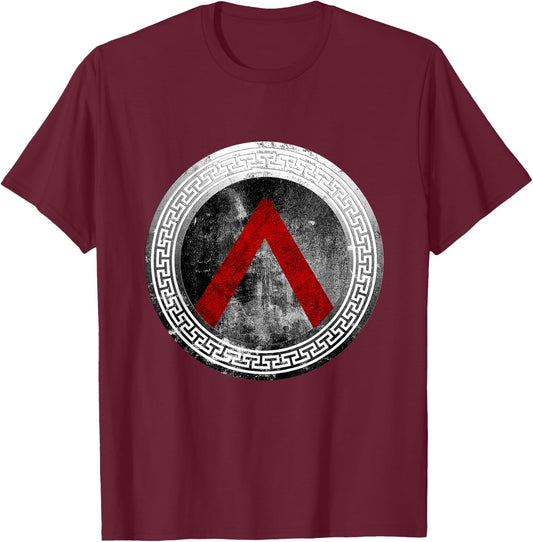 Spartan Warrior Lambda Shield Ancient Greek Vintage T-Shirt - T-Shirt | Maroon