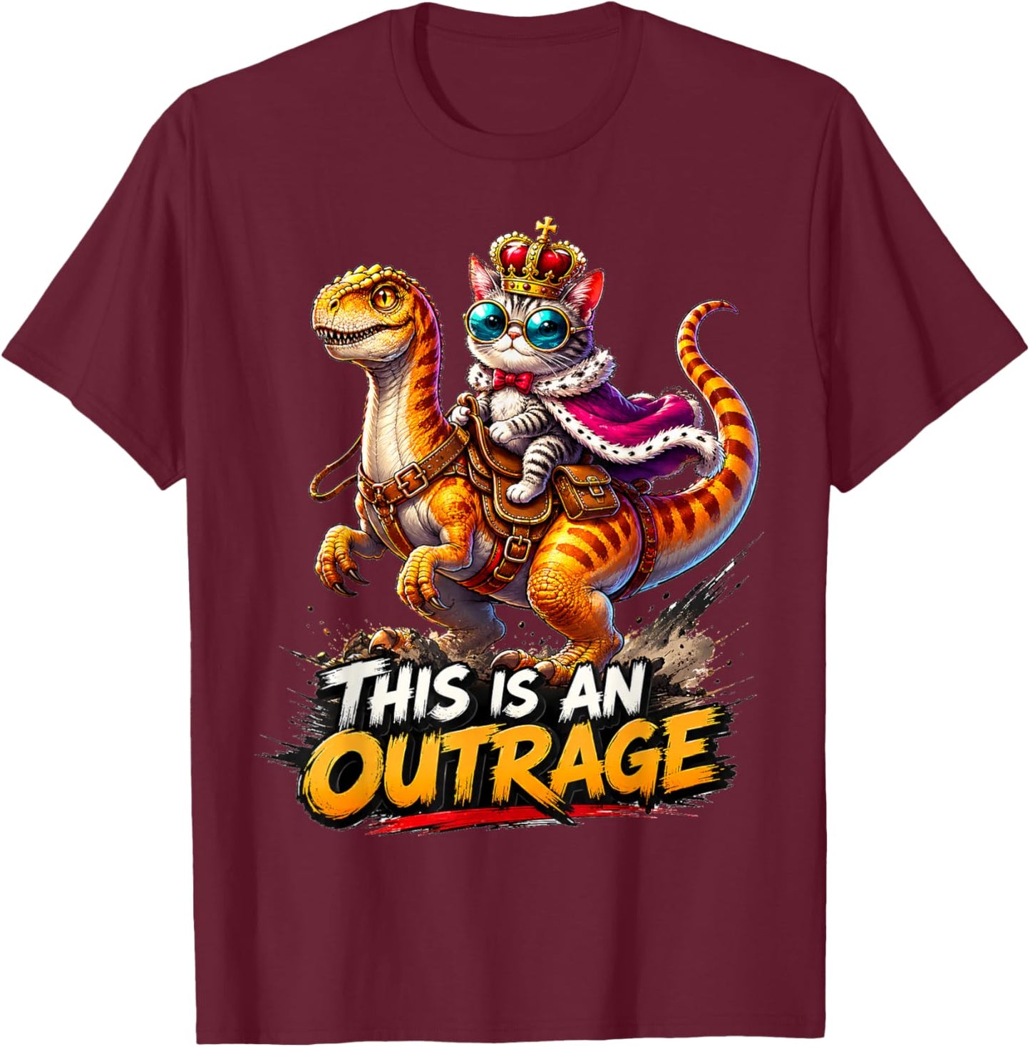 Princess Cat Donut Gold T-Shirt - T-Shirt | Maroon