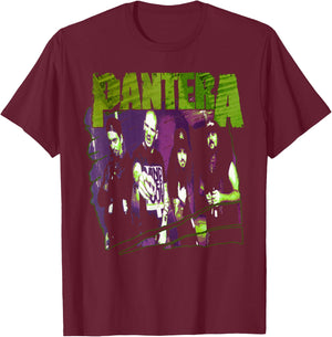 Pantera Official Vintage Group Sketch T-Shirt - T-Shirt | Maroon