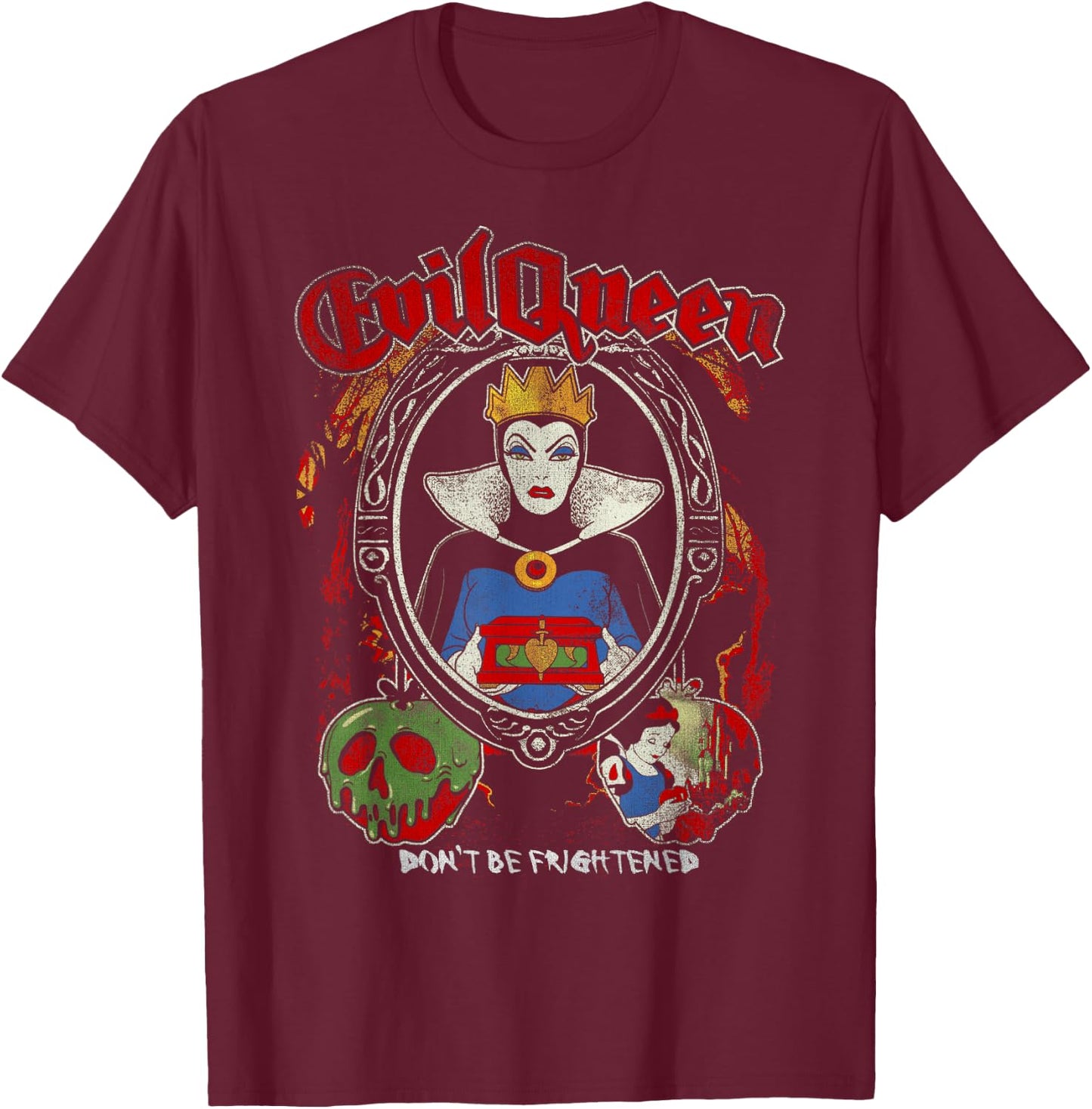 Disney Snow White Evil Queen Don't Be Frightened Distressed T-Shirt - T-Shirt | Maroon
