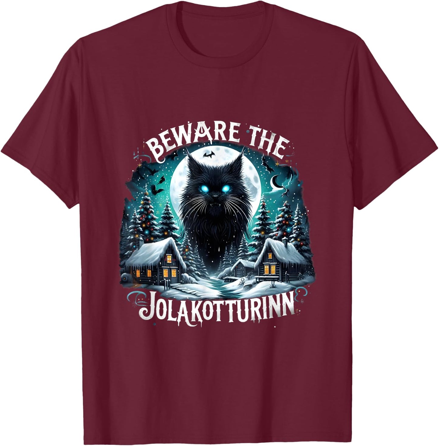 Beware The Jolakotturinn Yule Cat Icelandic Christmas Norse Women T-Shirt - T-Shirt | Maroon