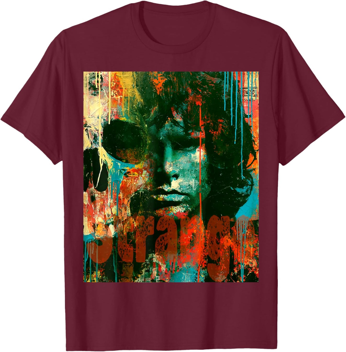 Abstract,Psychedelic Grunge,Vintage Music Inspired Graphic T-Shirt - T-Shirt | Maroon