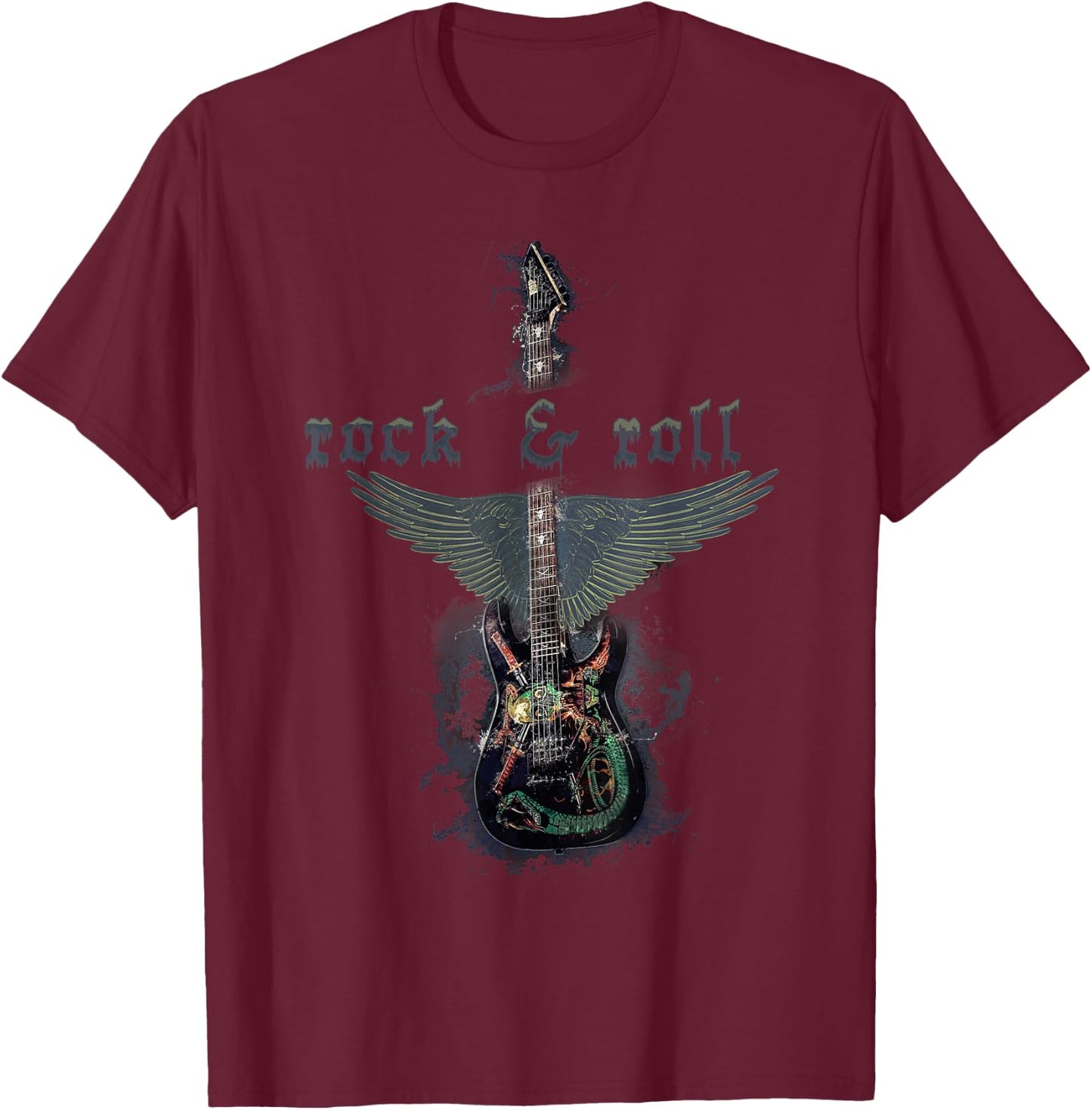 Rock and Roll Guitar product T-Shirt - T-Shirt | Maroon