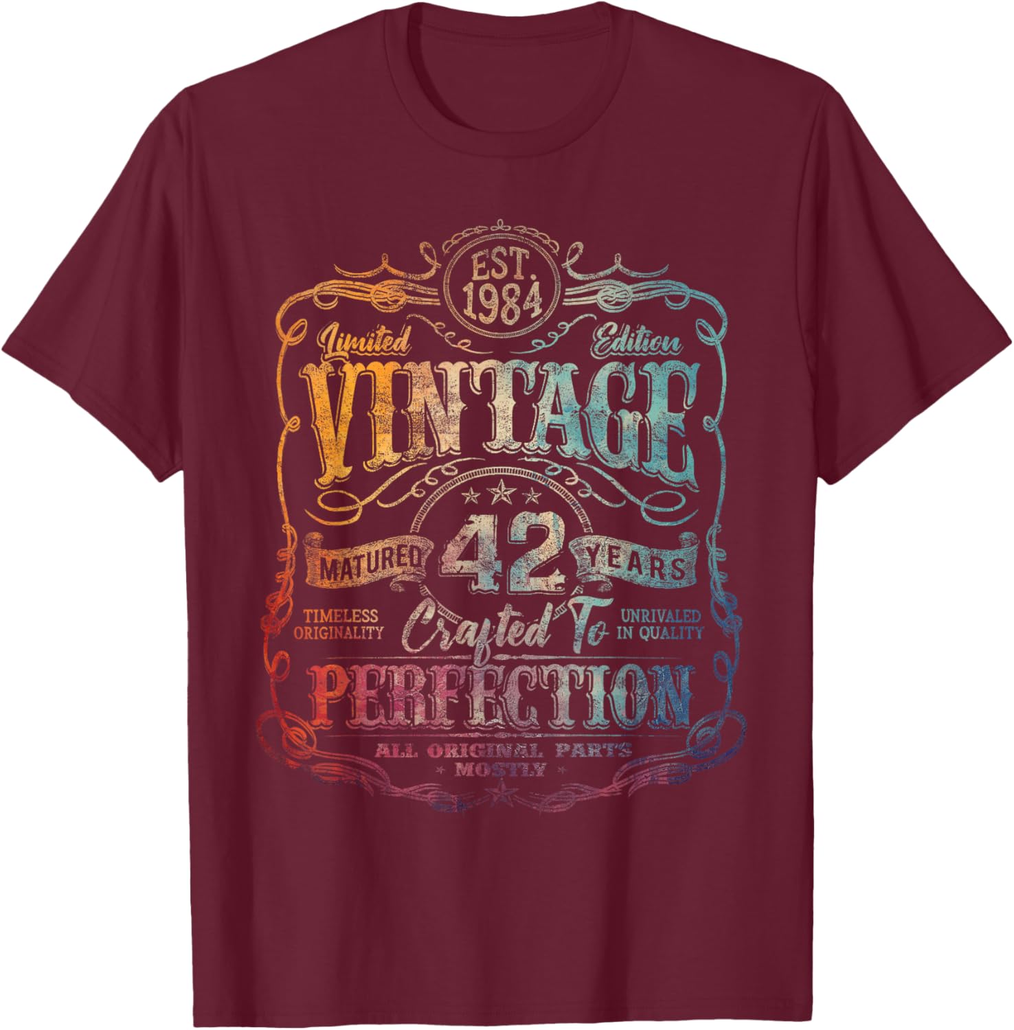 Vintage 1984 Limited Edition Shirt 42 Year Old 42nd Birthday T-Shirt - T-Shirt | Maroon