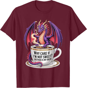 Sarcastic Dragon Coffee Fantasy Humor Brew Society T-Shirt - T-Shirt | Maroon