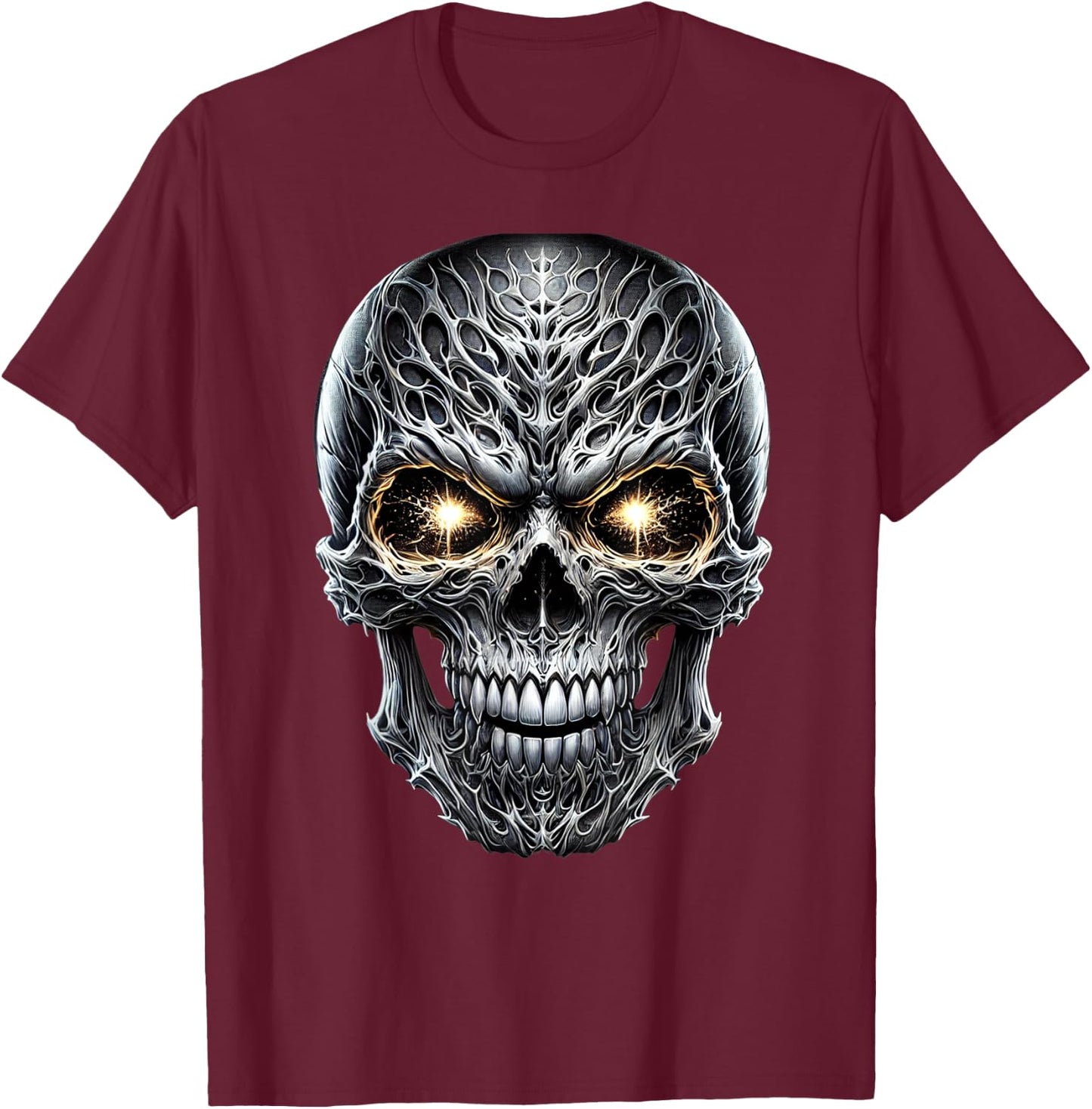 Scary Skeleton Face Evil Skeleton Halloween Costume T-Shirt - T-Shirt | Maroon