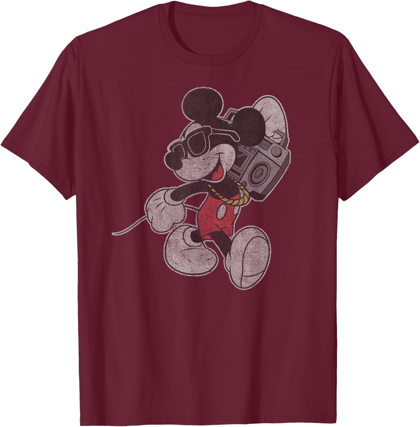 Disney - Mickey Mouse w. Boombox T-Shirt - T-Shirt | Maroon