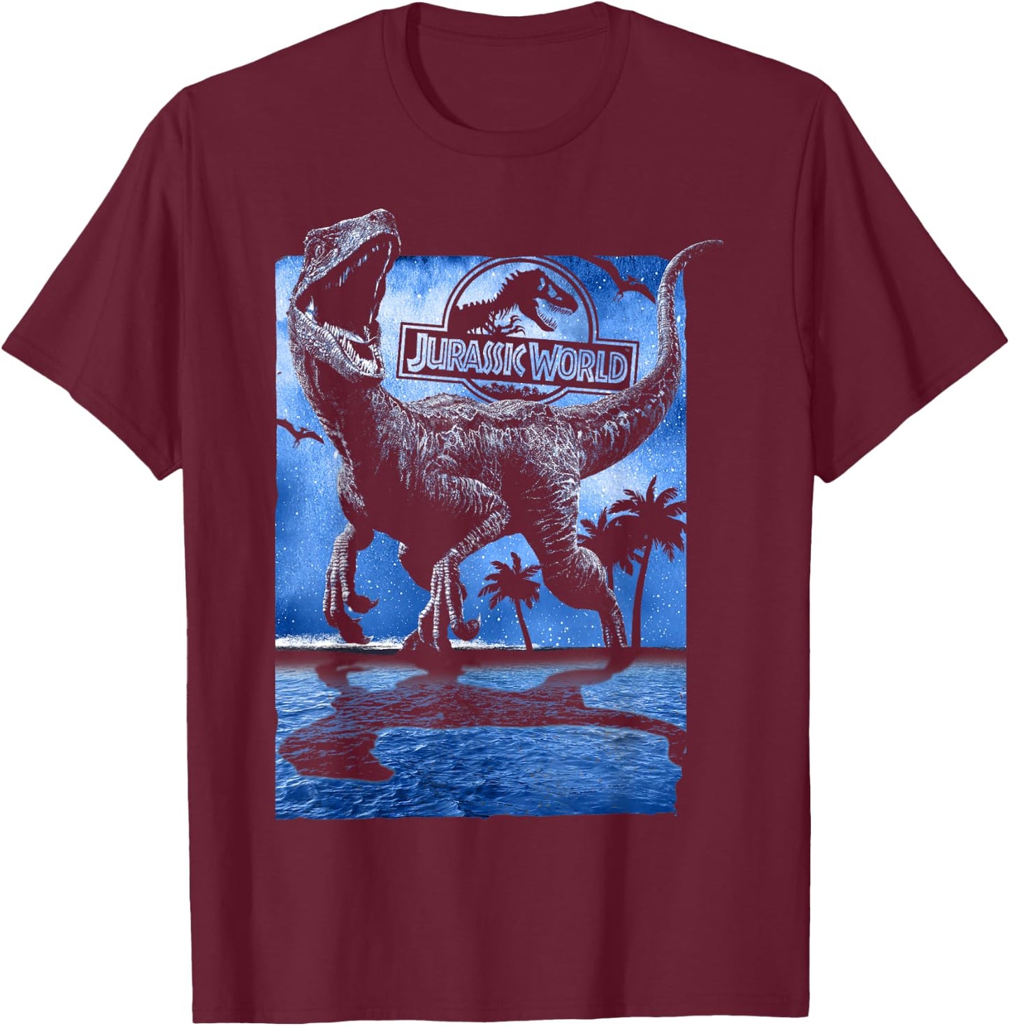 Jurassic World Raptor Moon Light Logo Graphic T-Shirt - T-Shirt | Maroon