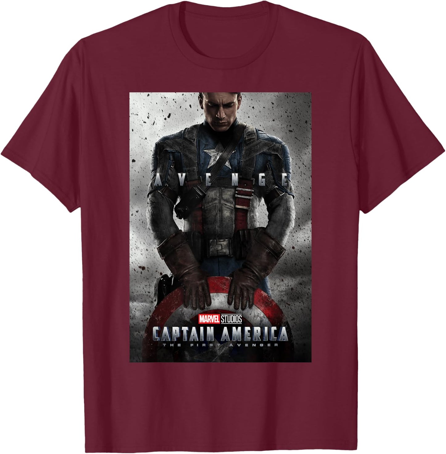 Marvel Studios Captain America Movie Poster T-Shirt - T-Shirt | Maroon