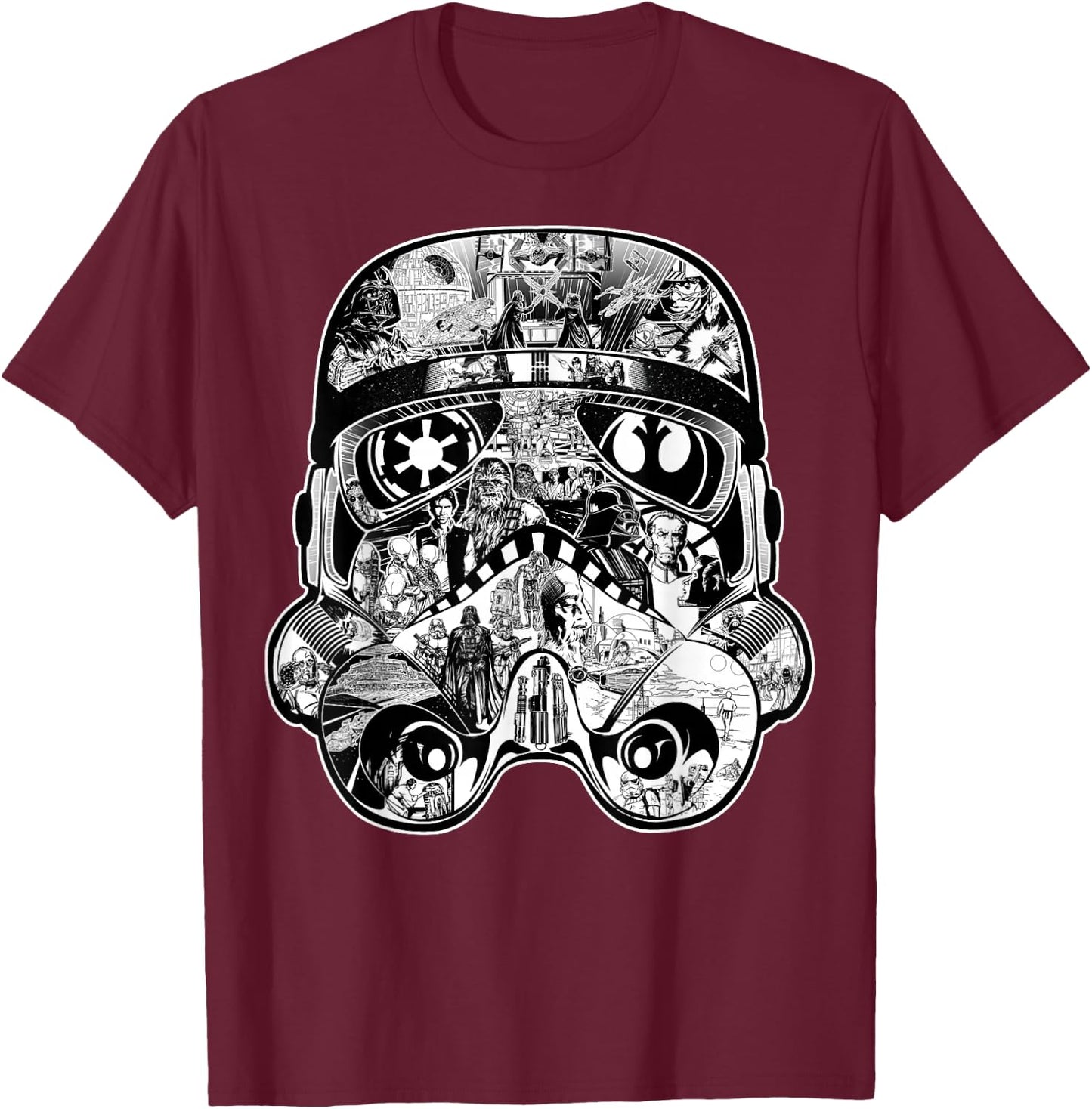 Star Wars Stormtrooper Helmet Comic Collage Graphic T-Shirt - T-Shirt | Maroon