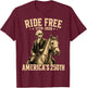 Ride Free 1776 2026 Horse 250th Anniversary USA 250 Years T-Shirt - T-Shirt | Maroon