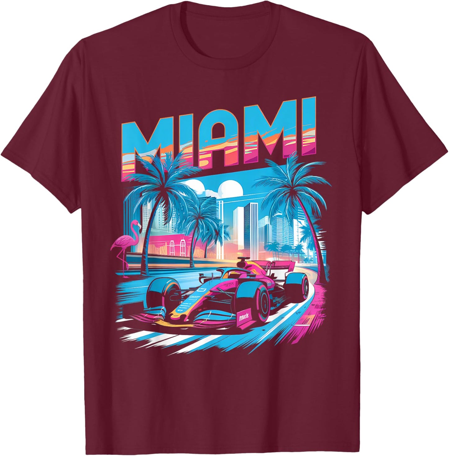 Miami Racing Gifts Men Women Race Car Racer Driver T-Shirt - T-Shirt | Maroon