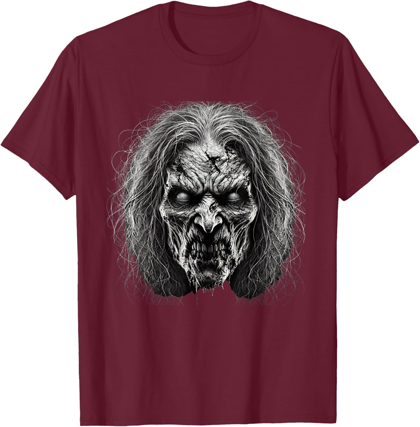 Scary Witch Face Evil Witch Halloween Costume T-Shirt - T-Shirt | Maroon