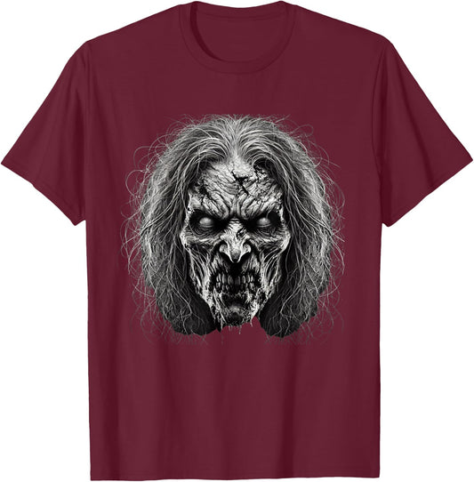 Scary Witch Face Evil Witch Halloween Costume T-Shirt - T-Shirt | Maroon