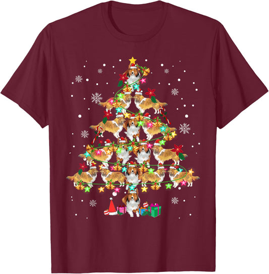 Shetland Sheepdog Christmas Tree Funny Sheltie Christmas T-Shirt - T-Shirt | Maroon