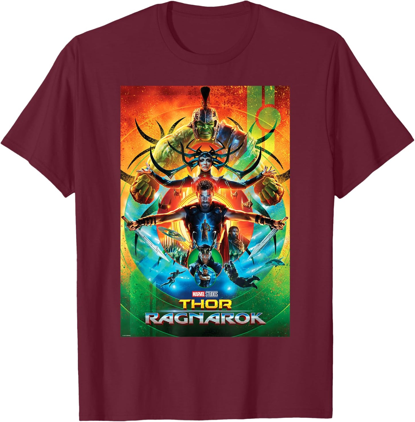 Marvel Studios Thor Ragnarok Movie Poster Graphic T-Shirt - T-Shirt | Maroon