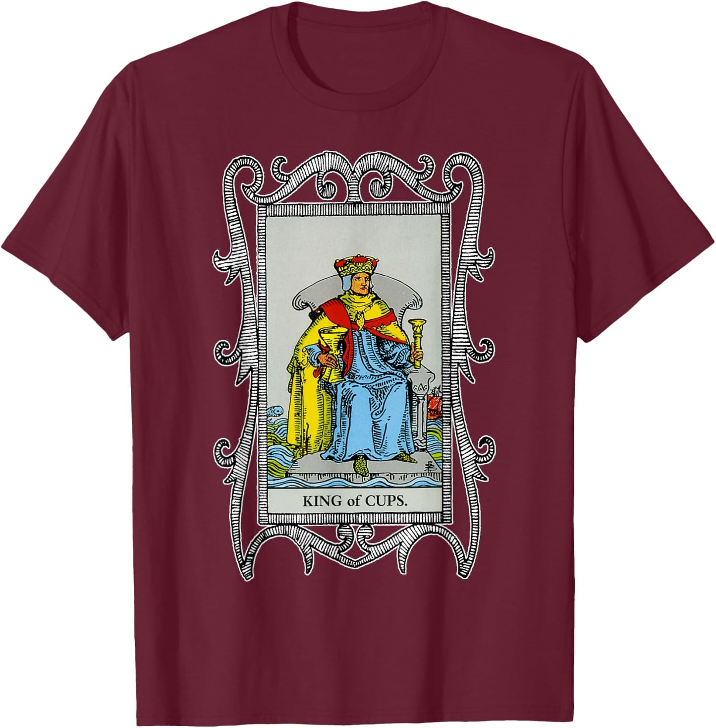 King of Cups Tarot T-Shirt - T-Shirt | Maroon