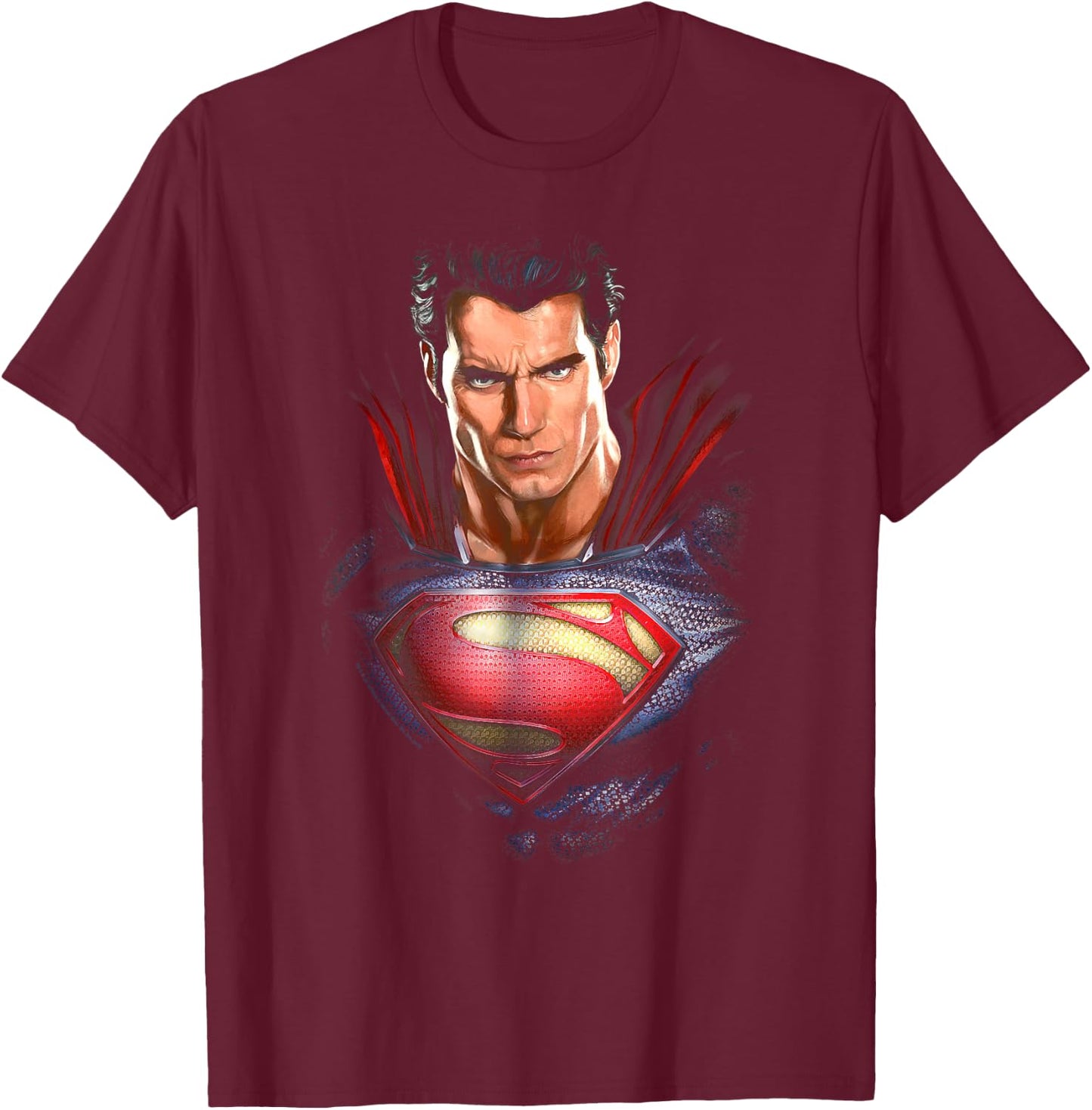 Superman Man of Steel Super Bust T Shirt T-Shirt - T-Shirt | Maroon