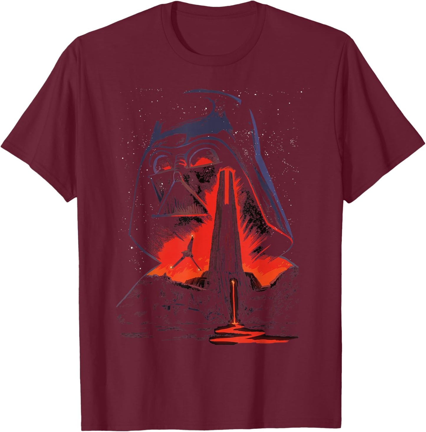 Star Wars Vaders Lava Castle Sketch Graphic T-Shirt - T-Shirt | Maroon