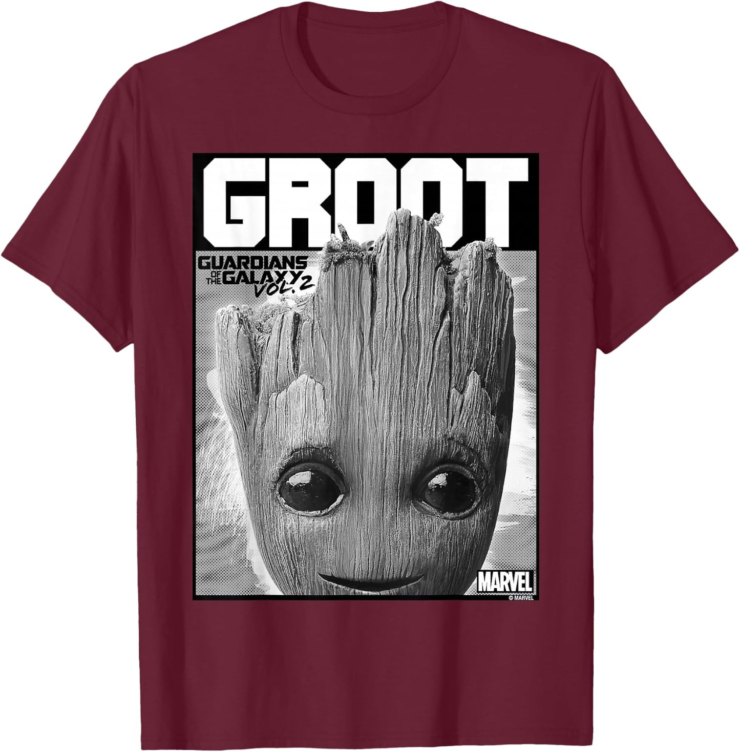 Marvel Guardians Vol. 2 Baby Groot Close-Up C1 T-Shirt - T-Shirt | Maroon