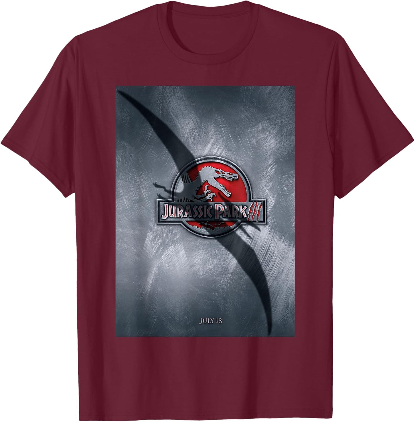 Jurassic Park 3 Movie Poster Pterodactyl Graphic T-Shirt - T-Shirt | Maroon