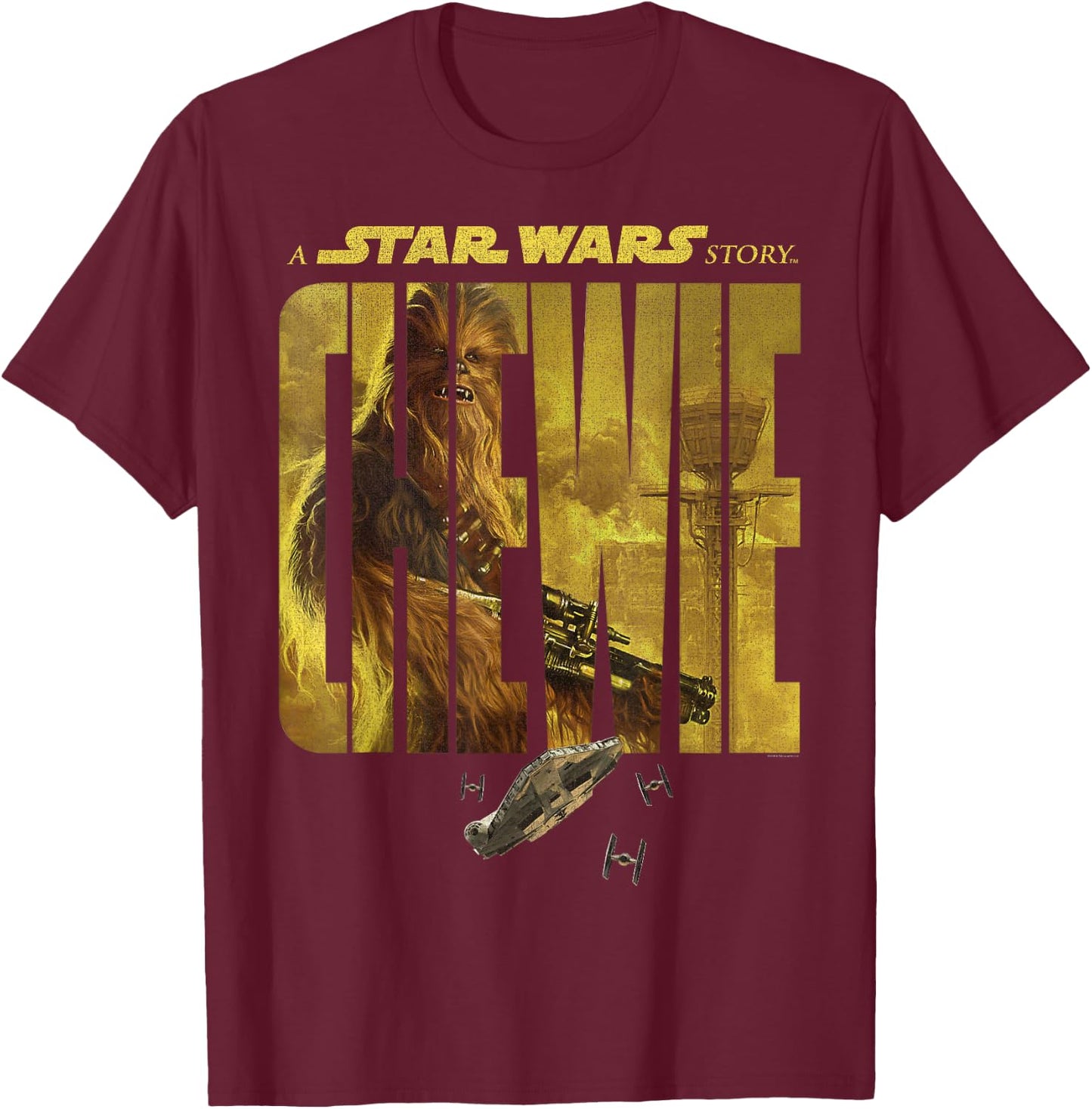 Star Wars Han Solo Story Chewie Logo Silhouette Fill T-Shirt - T-Shirt | Maroon