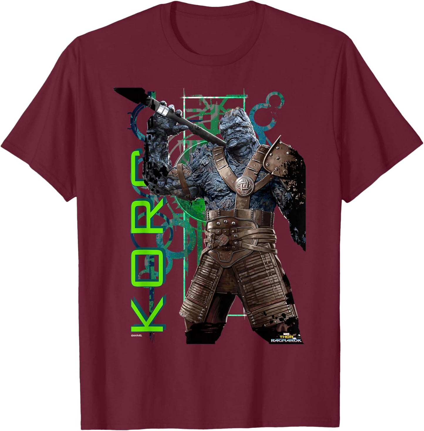 Marvel Thor Ragnarok Korg Green Symbols Graphic T-Shirt - T-Shirt | Maroon