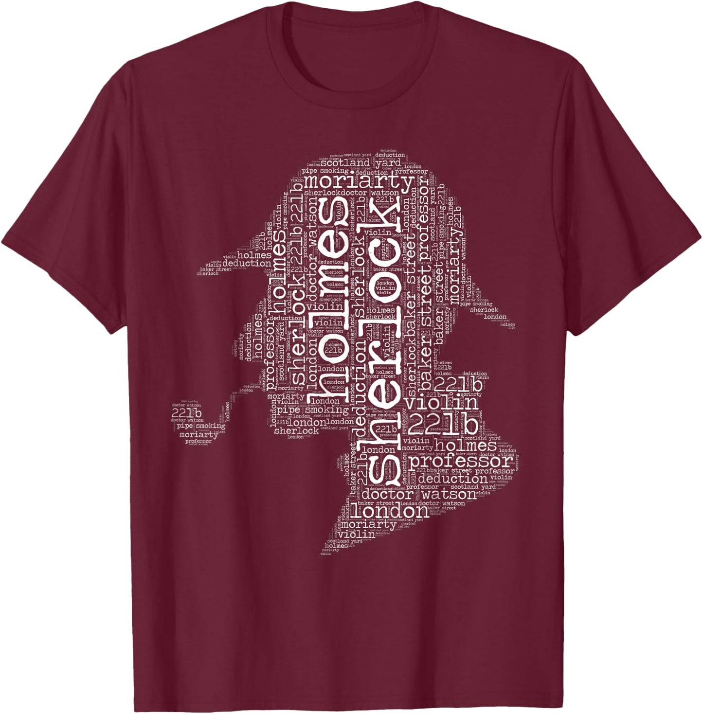 Sherlock Holmes word cloud shirt T-Shirt - T-Shirt | Maroon